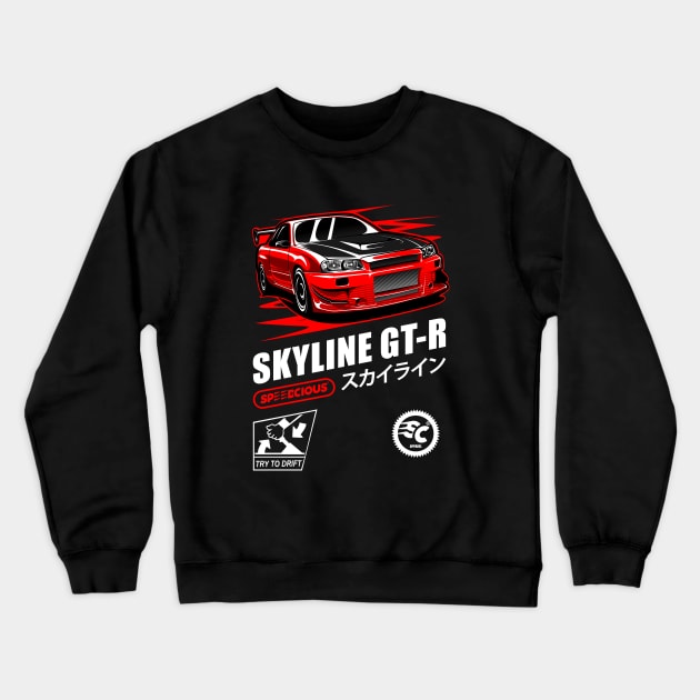 Red Nismo GT-R Crewneck Sweatshirt by pujartwork